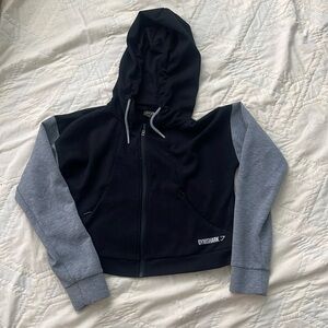 GymShark Hooded Cropped Hoodie Zip-Up - Small size, like new! Black/Gray